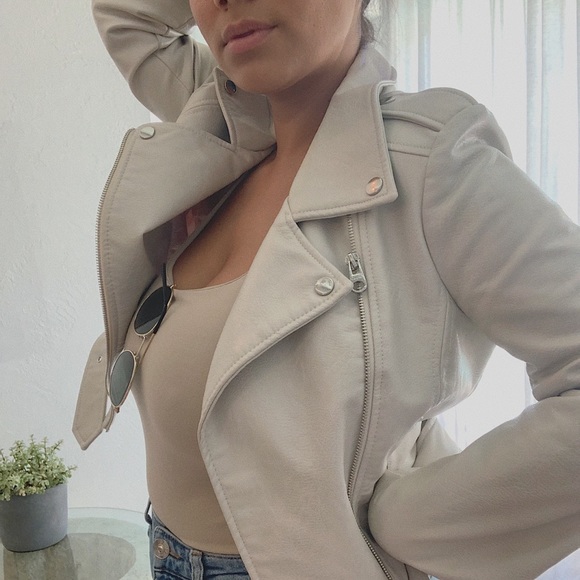 Faux Leather Jacket With Zippers 